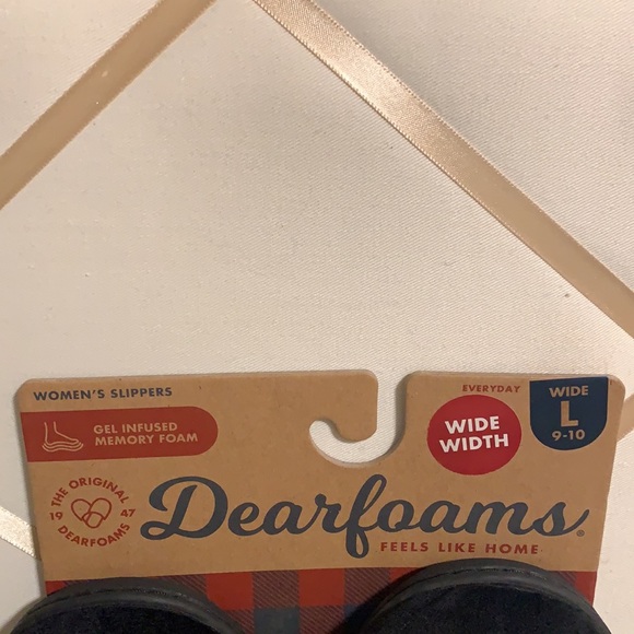 🌲Dearfoams Gel Memory Foam Black House Slippers - Picture 2 of 4